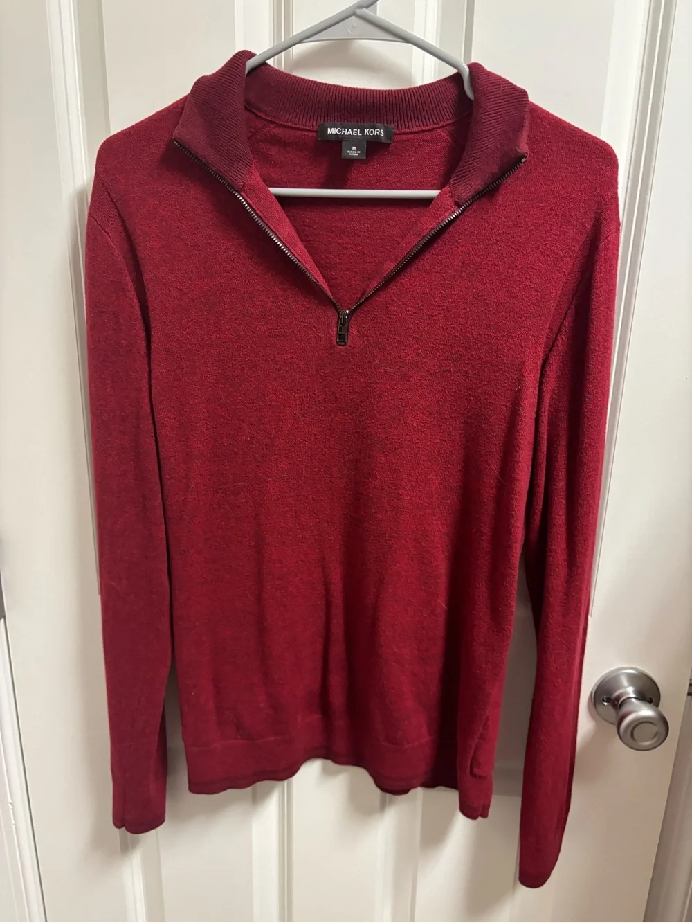 Michael Kors Men's Burgundy Half-Zip Sweater